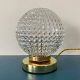 Vintage globe table lamp in molded glass