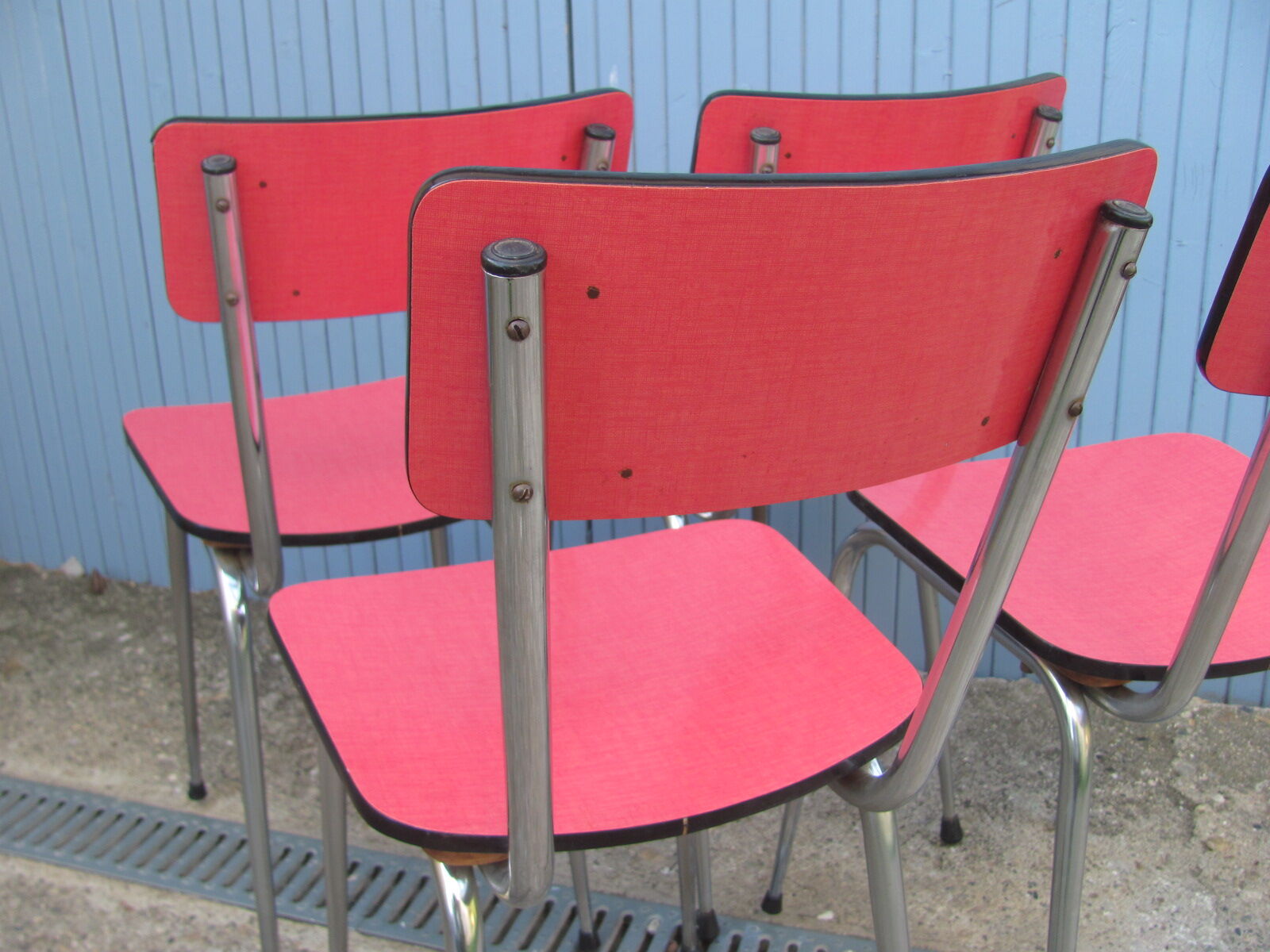Set 4 chairs red formica