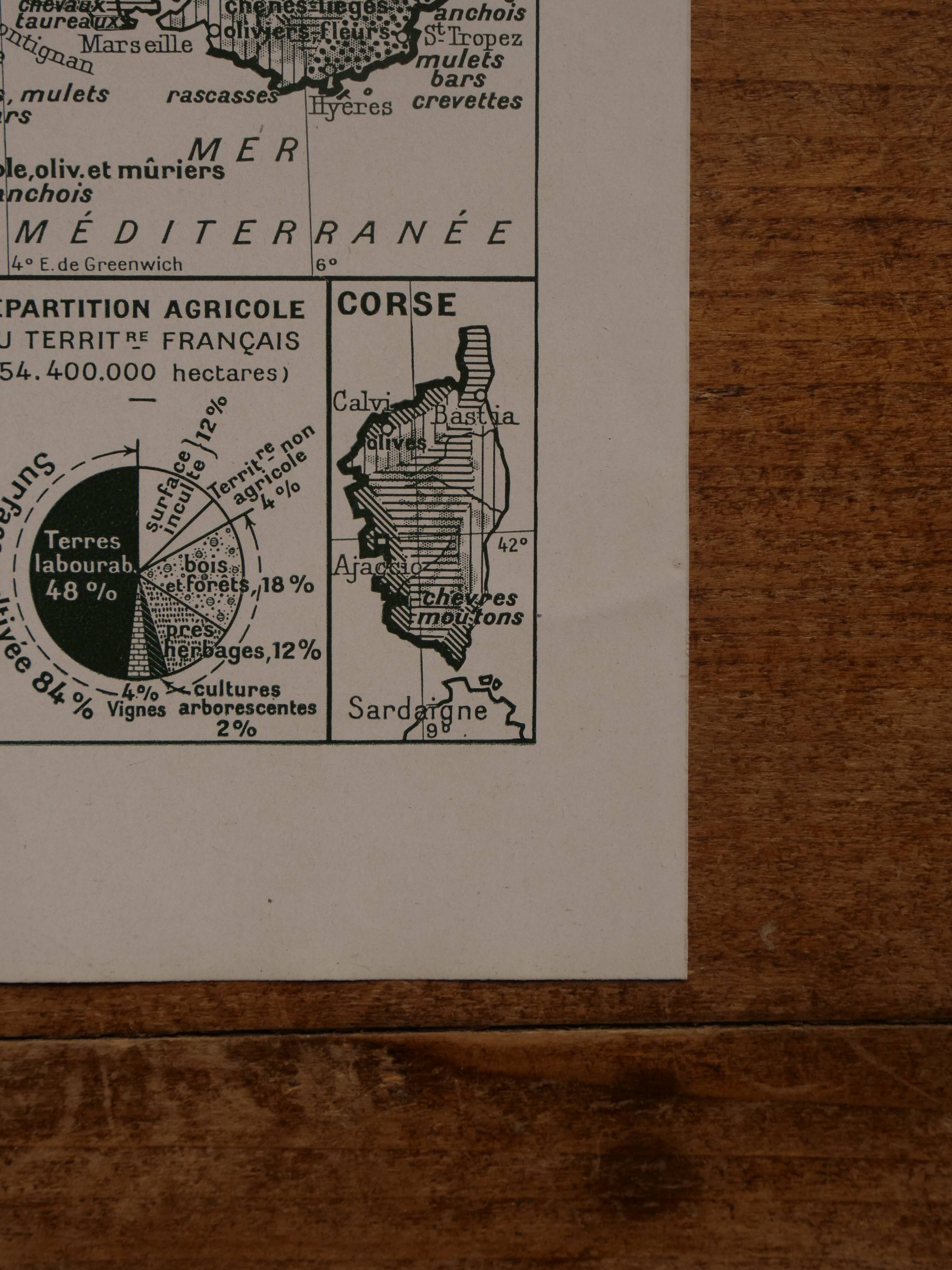 Original lithograph on France (physics + agricultural and forestry)