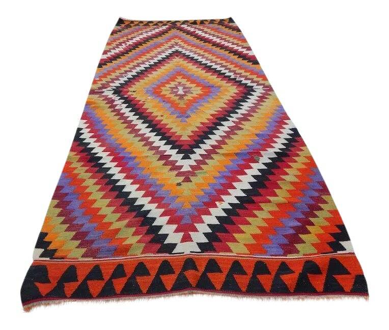 Vintage Turkish hallway rug 126x327 cm