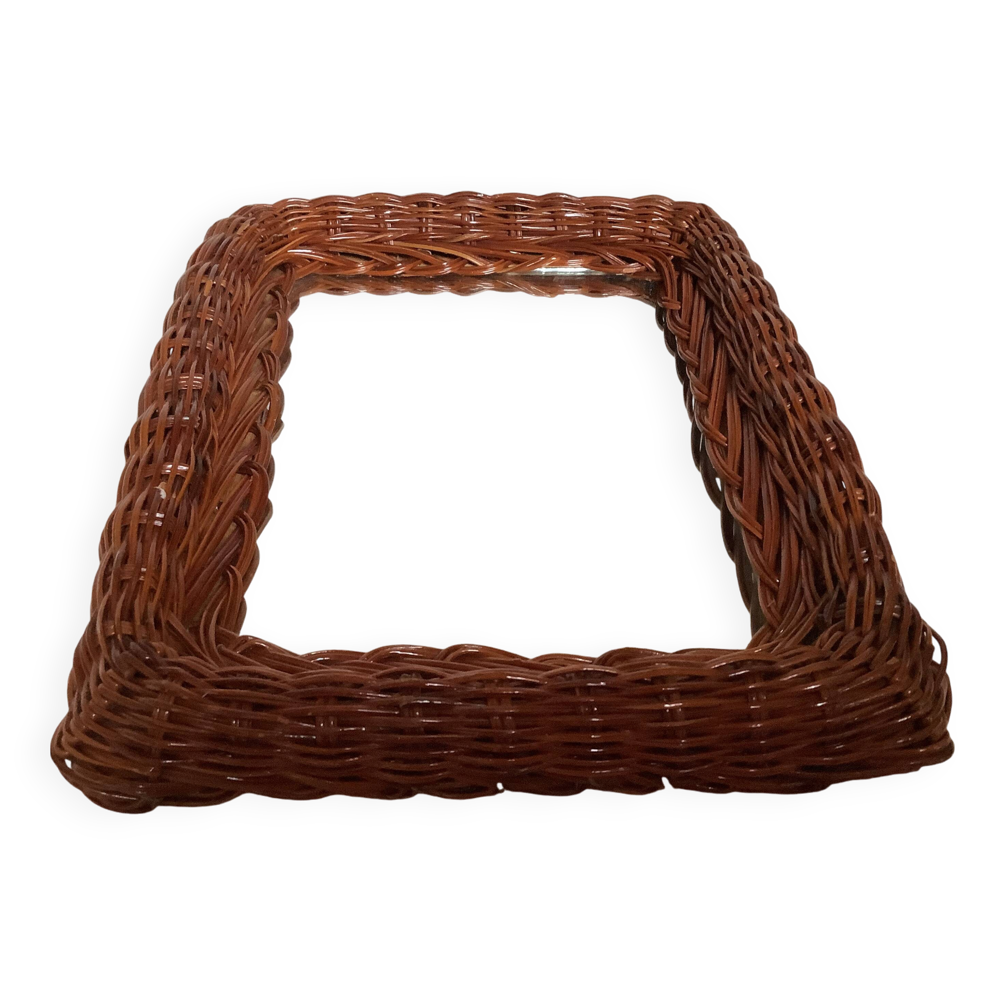 Miroir rectangulaire en osier verni