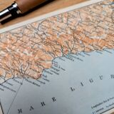 Printed in 1909, map of the Ligurian coast