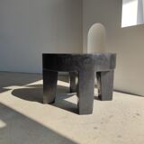 Quadripod coffee table in black monoxyl solid wood