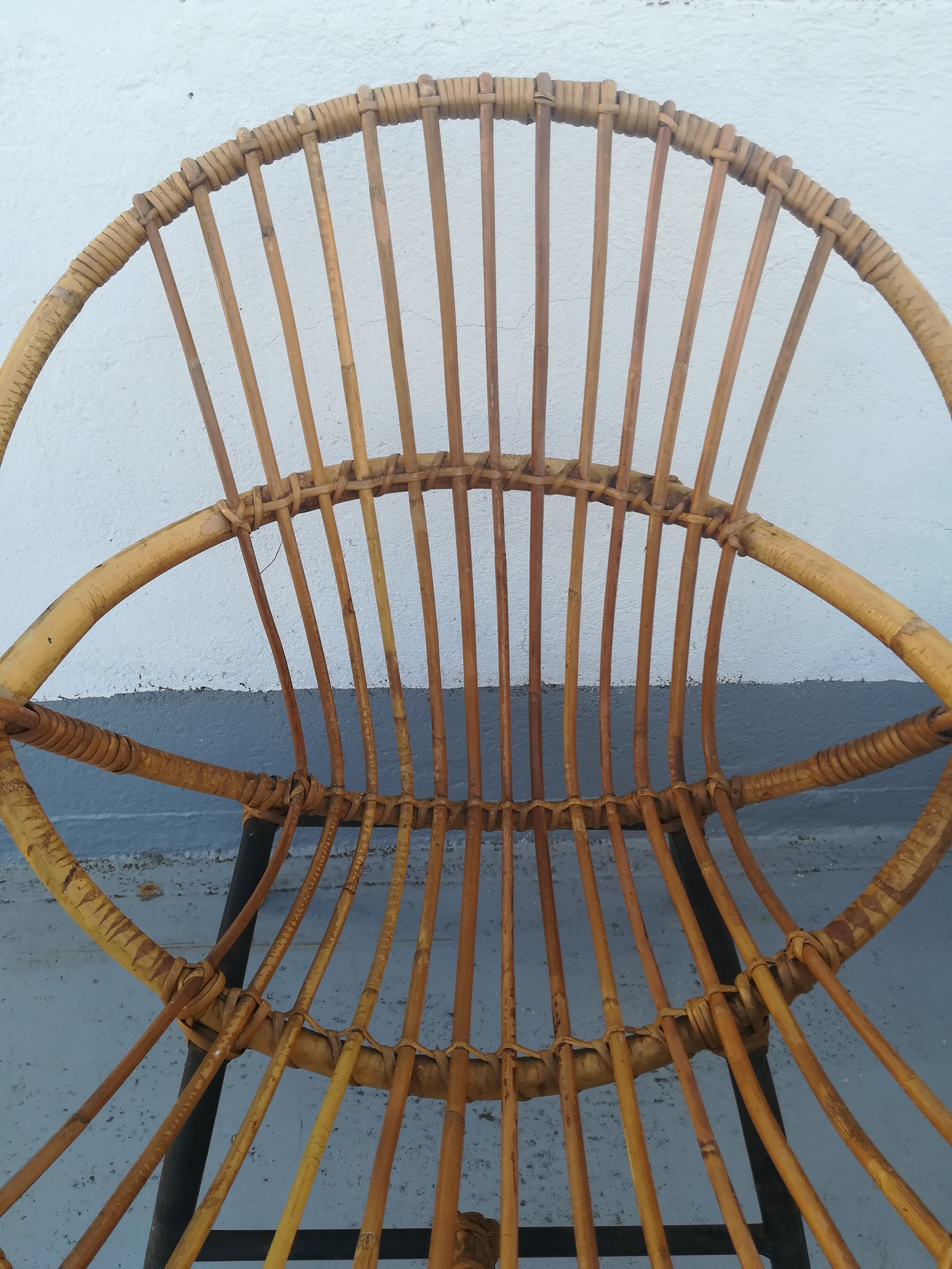 Pair of rattan basket armchairs