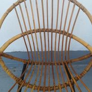 Duo de fauteuils corbeille en rotin
