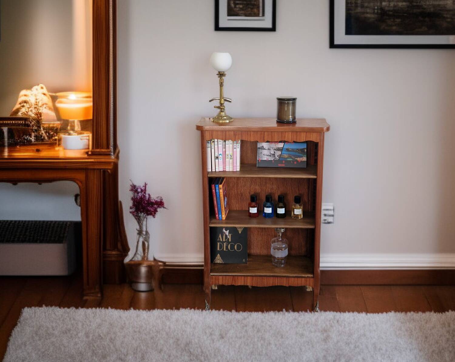 Bibus marquetry in rosewood, Transition style - Mid 20th century