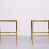 Pair Renato Zevi Brass square side tables 1970s Italy