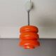 Pair Mid Century Modern MCM orange glass hanging lamps