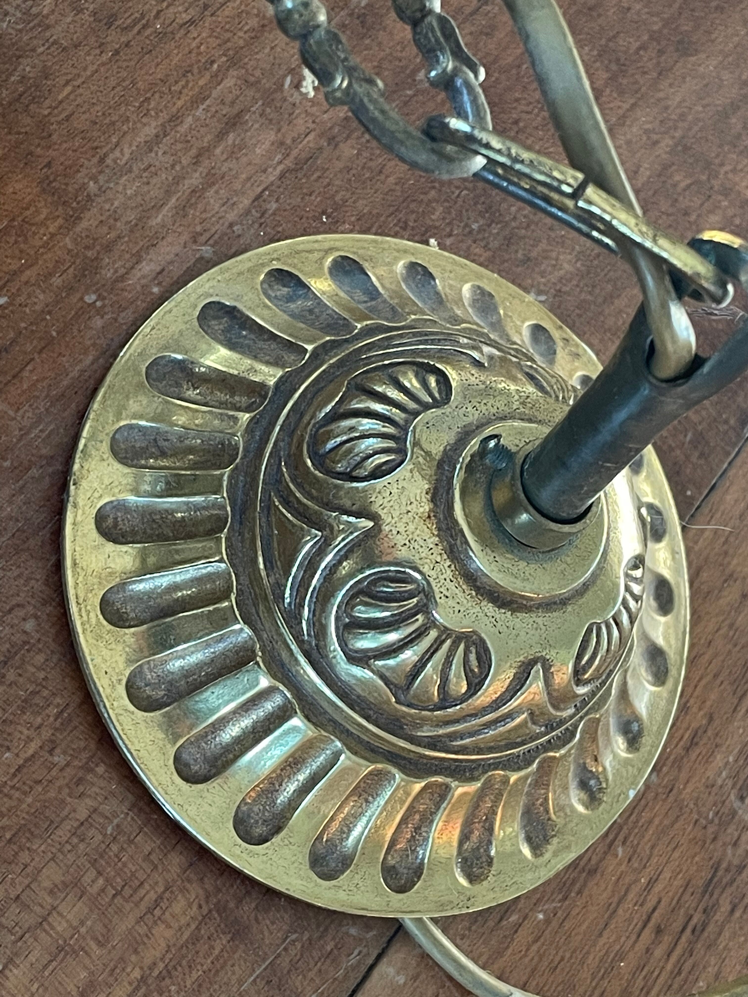 Suspension brass basket and glass vintage diamond tip