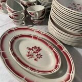 Art Deco pink earthenware service by Badonviller, porcelain, circa 1930