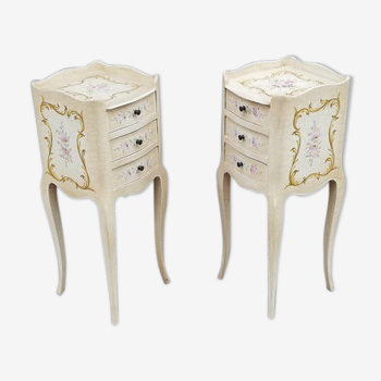 Elegant pair of louis XV style bedside table