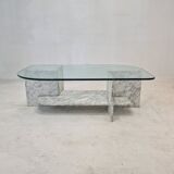 Italian Marble and Glass Coffee Table, 1980's