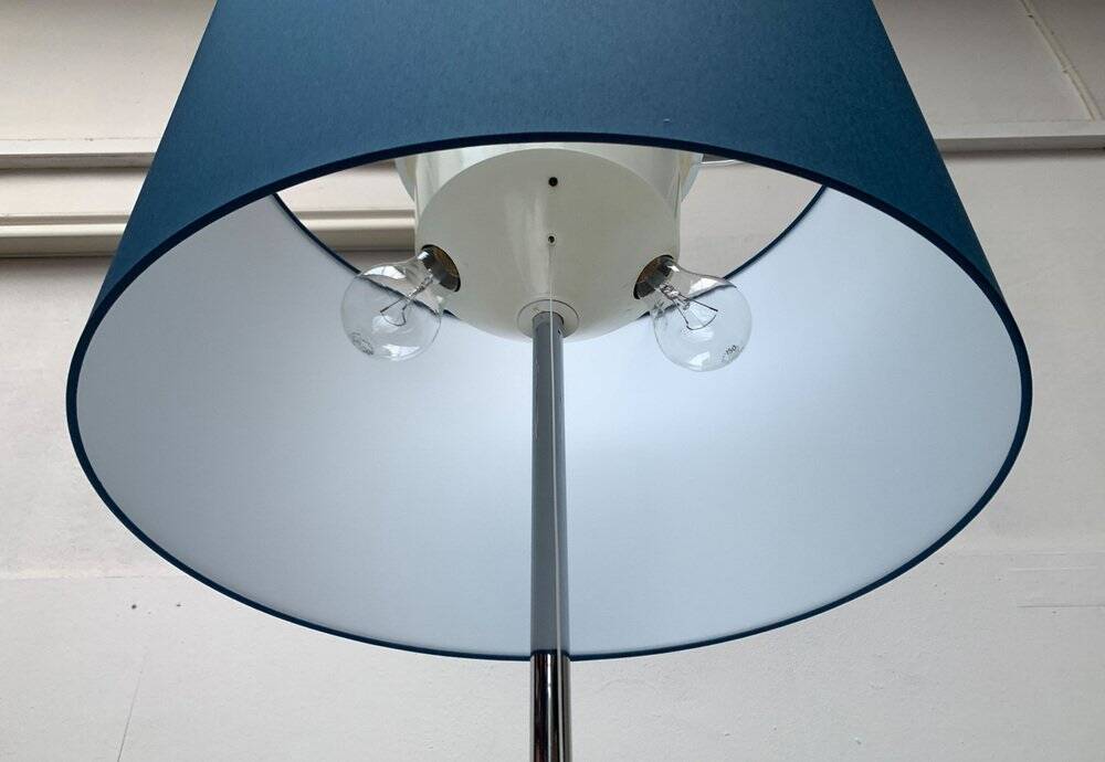 Blue tripod floor lamp from the mid-century German space age by Staff Leuchten, 1960s.