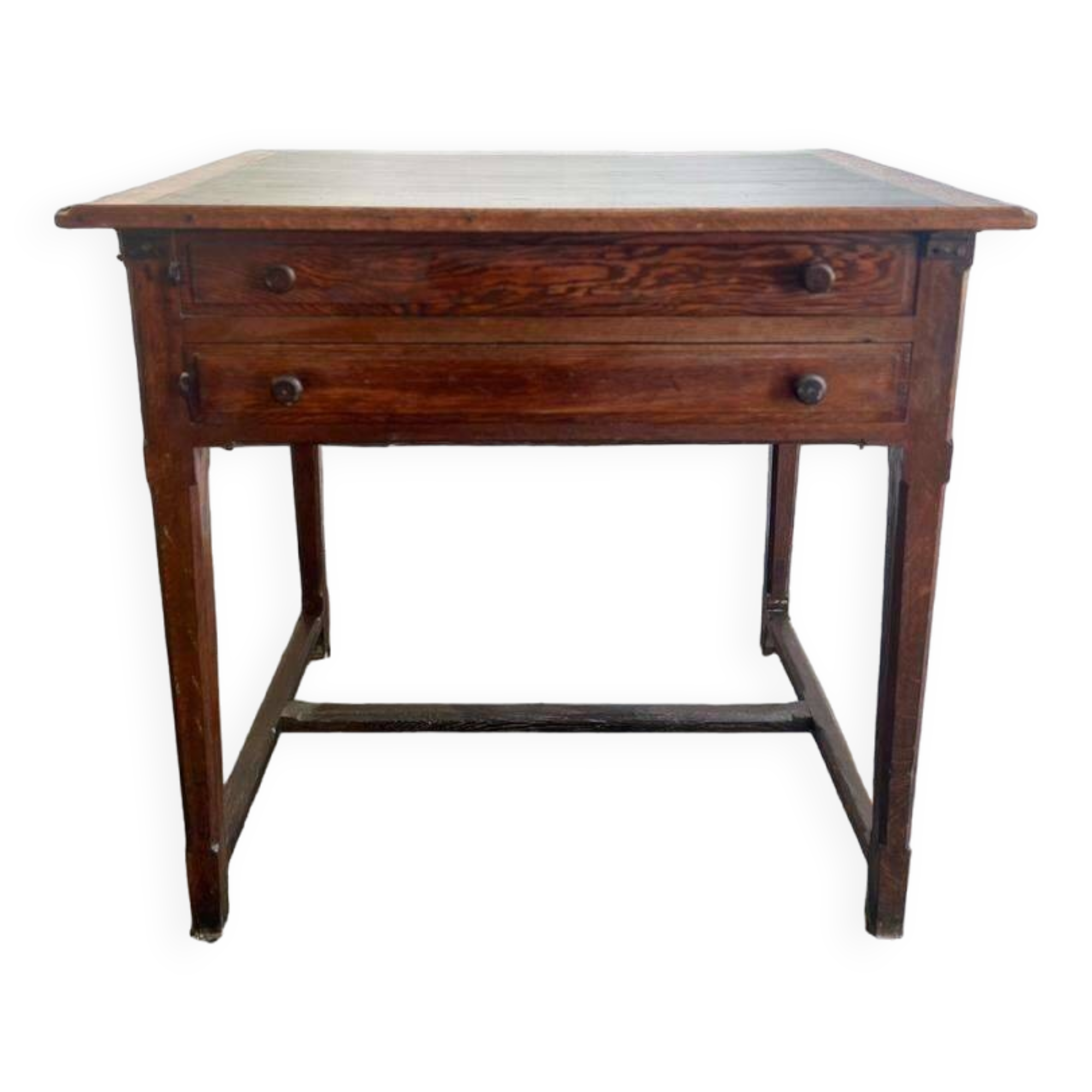 Vintage oak high table / drawing table with deep drawers