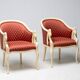Trüggelmann - Swan neck armchair - Marble and gold base, poppy red damask