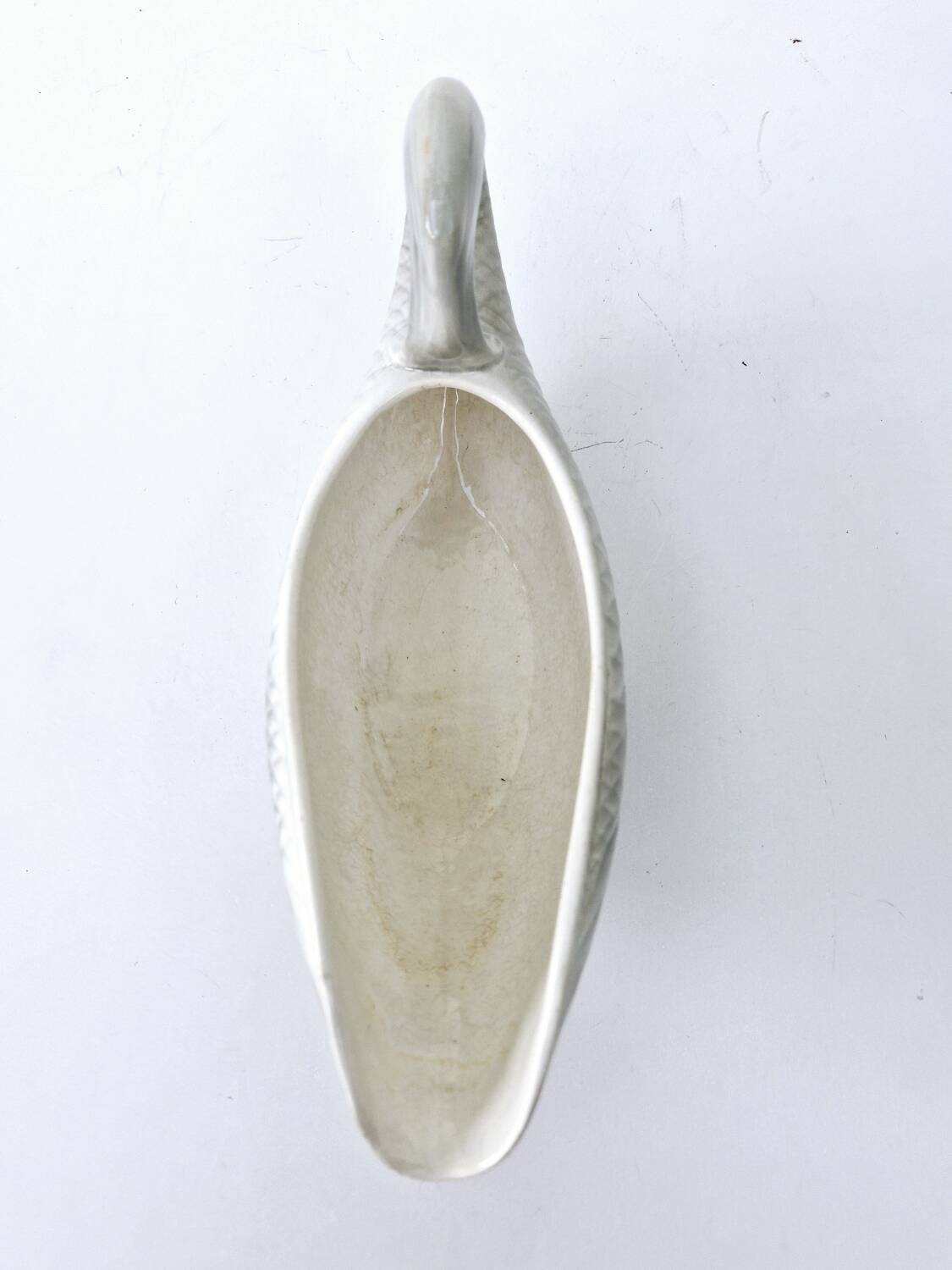 Gravy Boat With Handle Old Earthenware Ceramic Sarreguemines Salmon Fish Shape