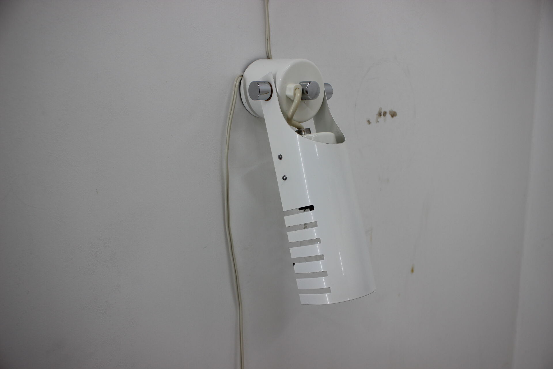 Set of three white adjustable design wall lamp, 1980's.