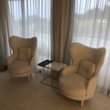 Pair of wingback armchairs - khaki kroener designer