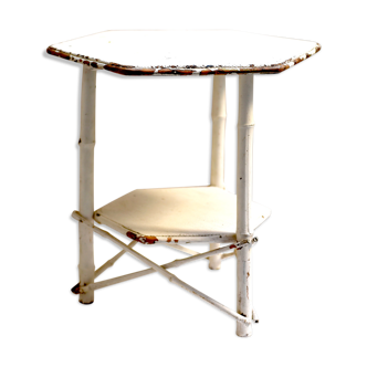 Table d’appoint en bambou peint en blanc 1950