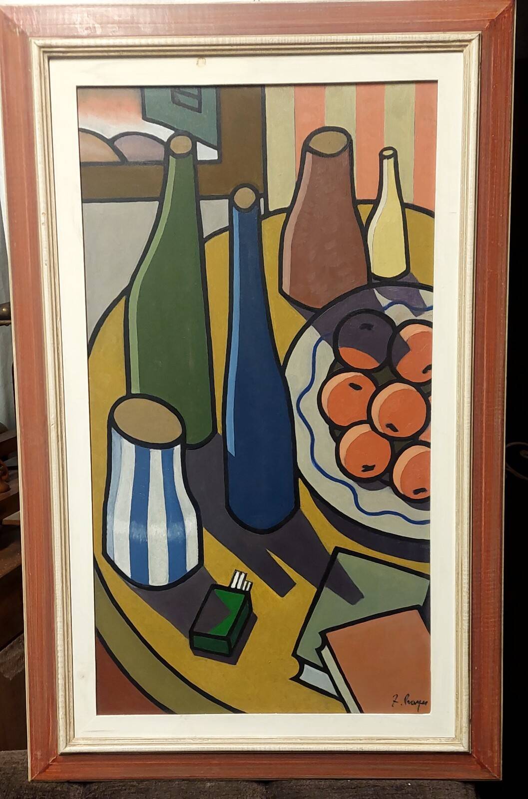 Oil painting on canvas still life by Franco Prayer (1924) 90 x 50 cm