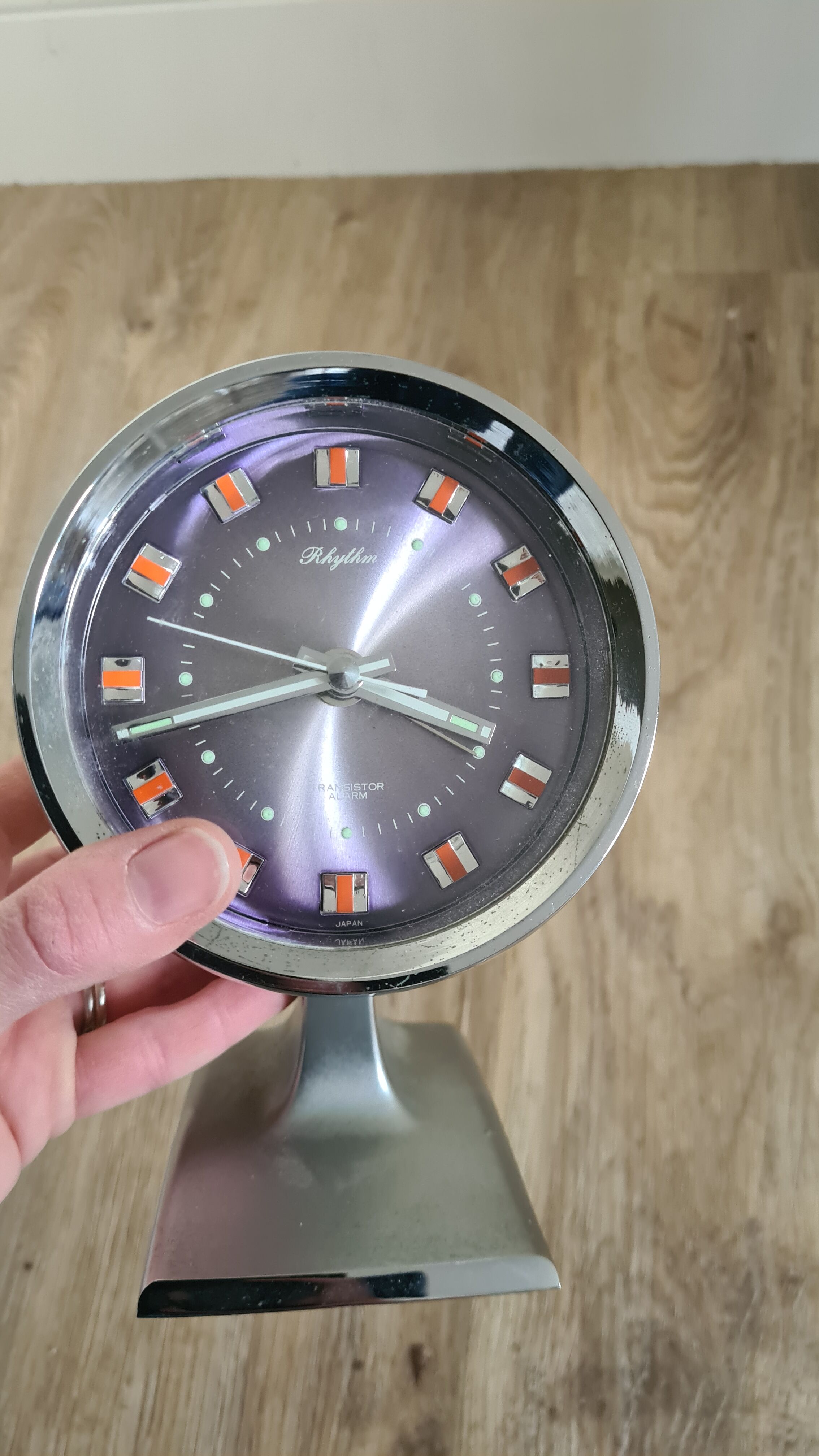 Old alarm clock Rhythm foot Tulip 70s Japan
