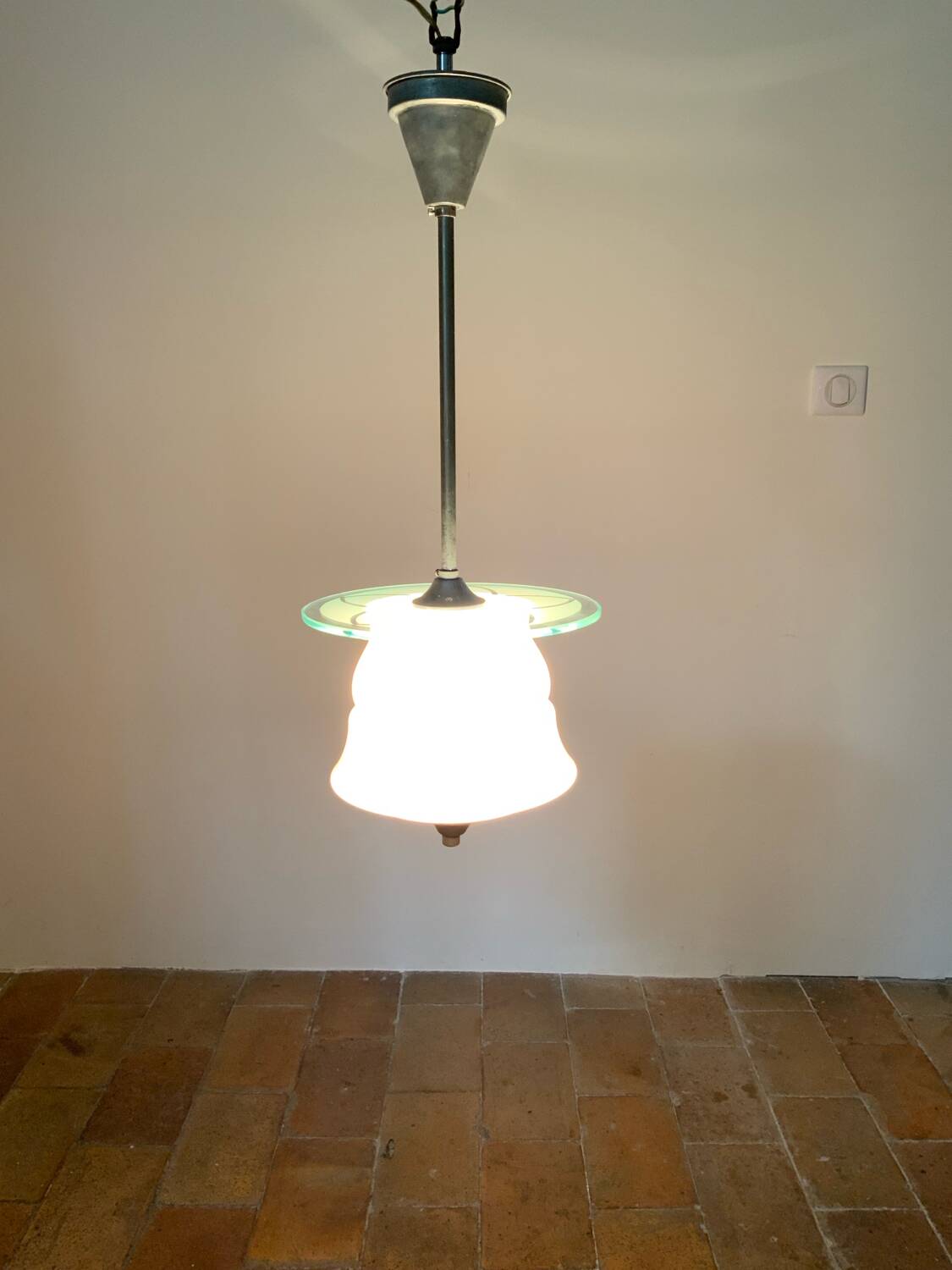 Pink opaline pendant light