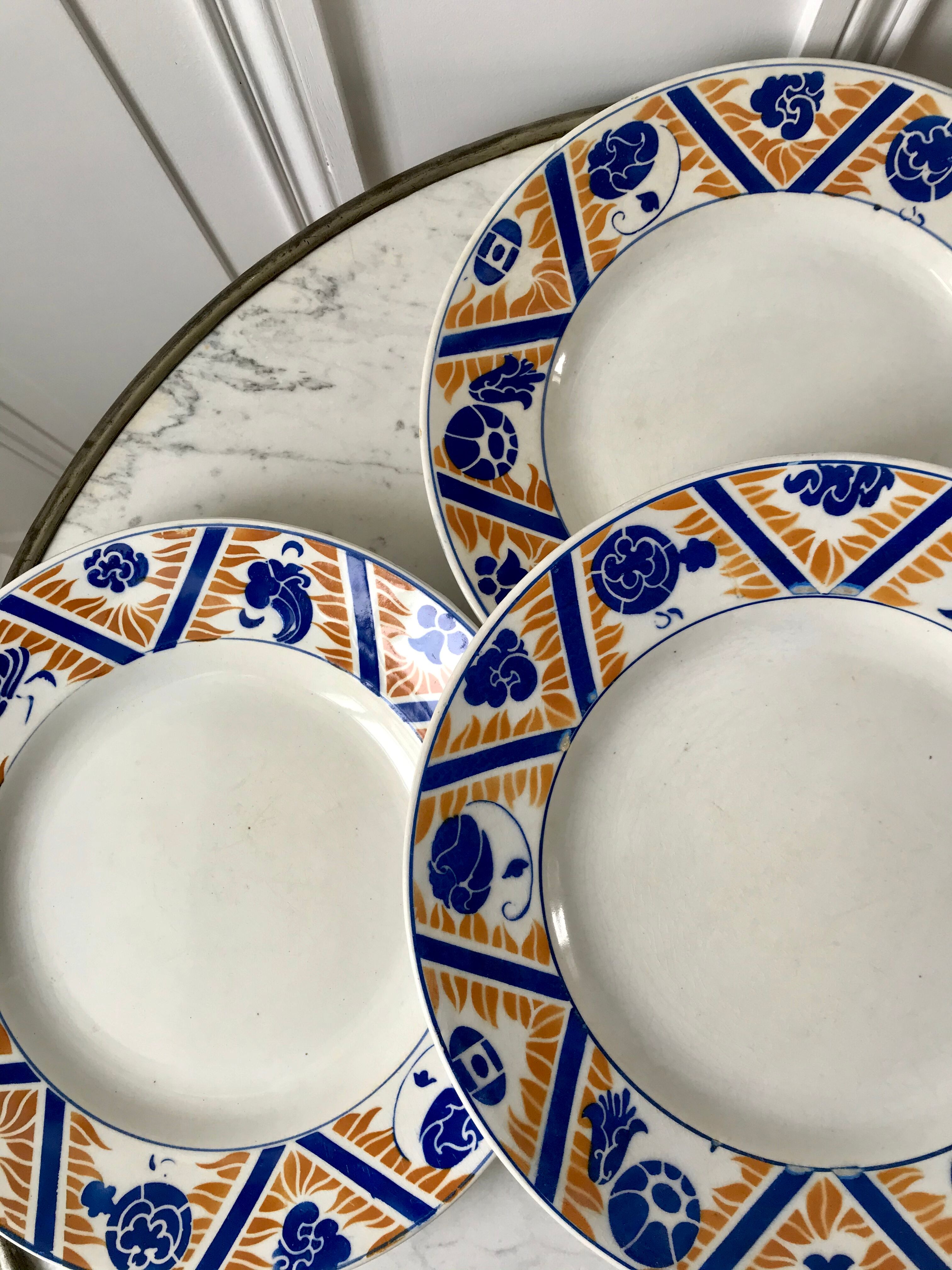 Set of 4 flat plates Moulin des Loups and Orchies model Canada