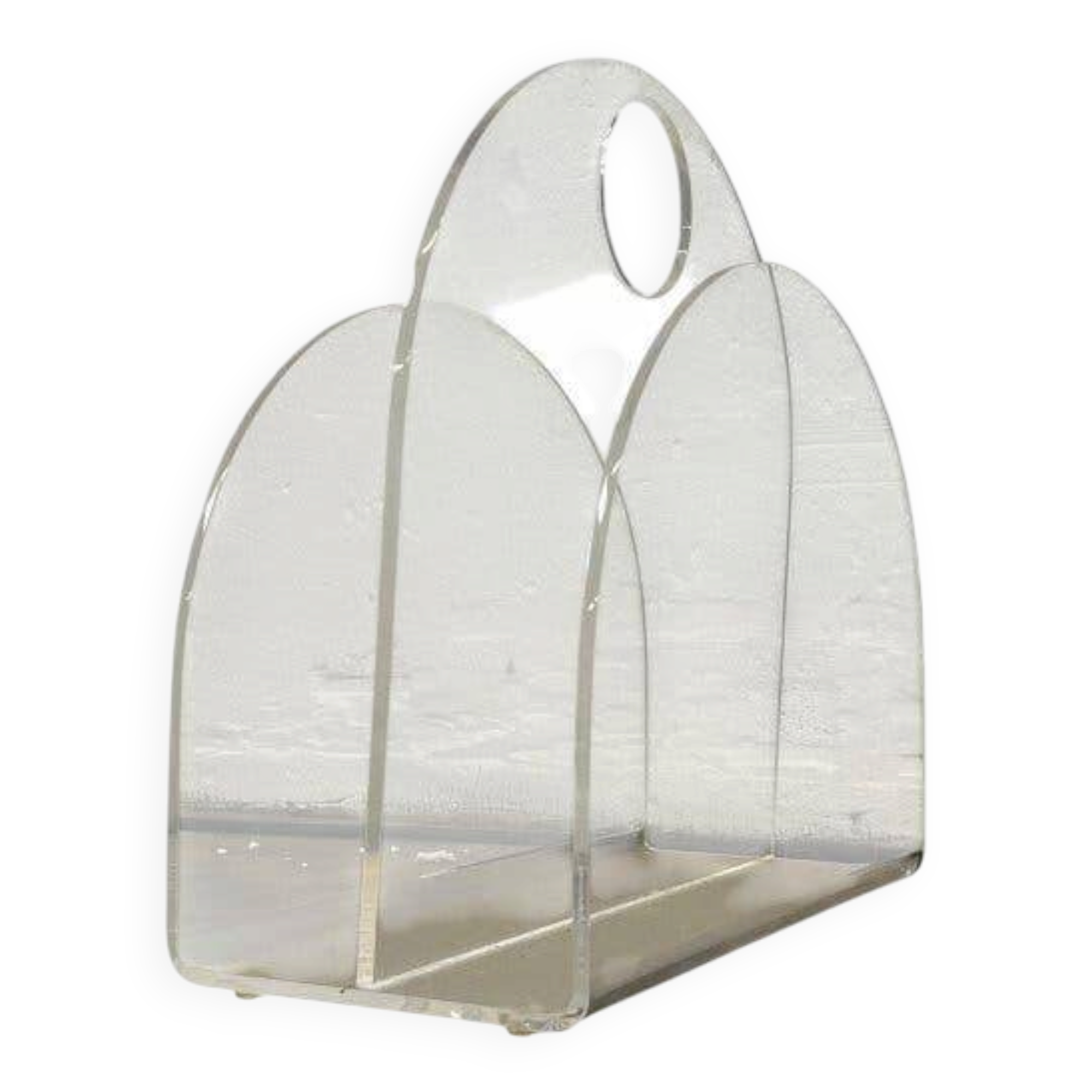 Vintage magazine/newspaper rack in transparent plexiglass