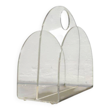 Vintage magazine/newspaper rack in transparent plexiglass