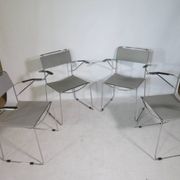 Mid-Century Design Chrome and Leather Chairs from Italy, Set of 4, 1970s