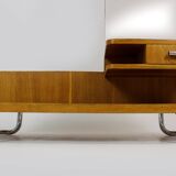 Coiffeuse Bauhaus restaurée en acier tubulaire chromé, 1940s