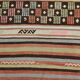Tapis Kilim rayé vert et orange