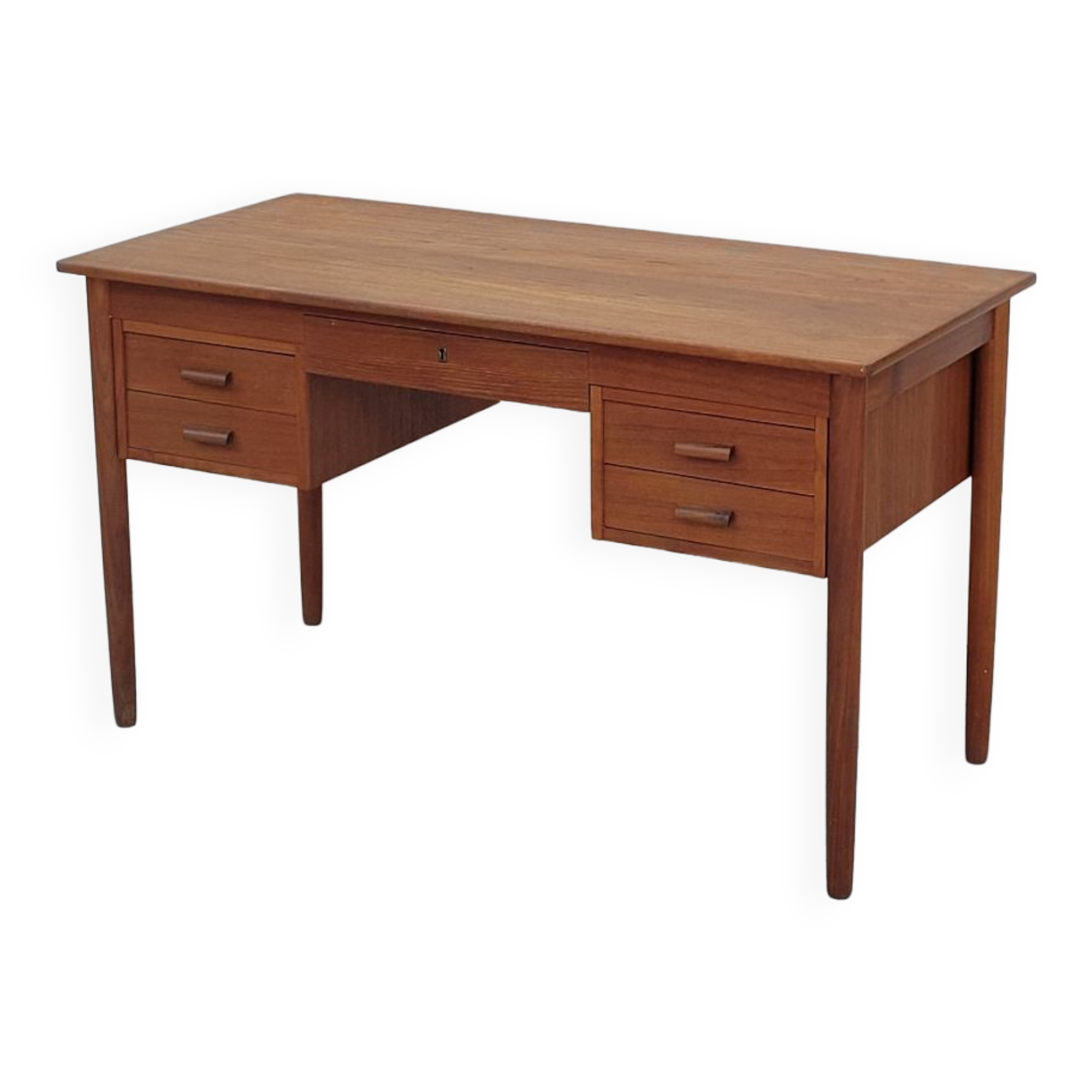Danish Scandinavian desk in vintage teak 5 drawers, 1950s