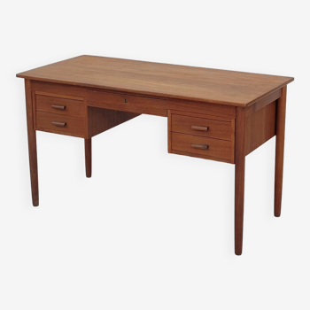 Bureau scandinave danois en teck vintage 5 tiroirs,  1950s