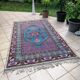 Tunisian carpet in turquoise wool and fuchsia 157x267cm