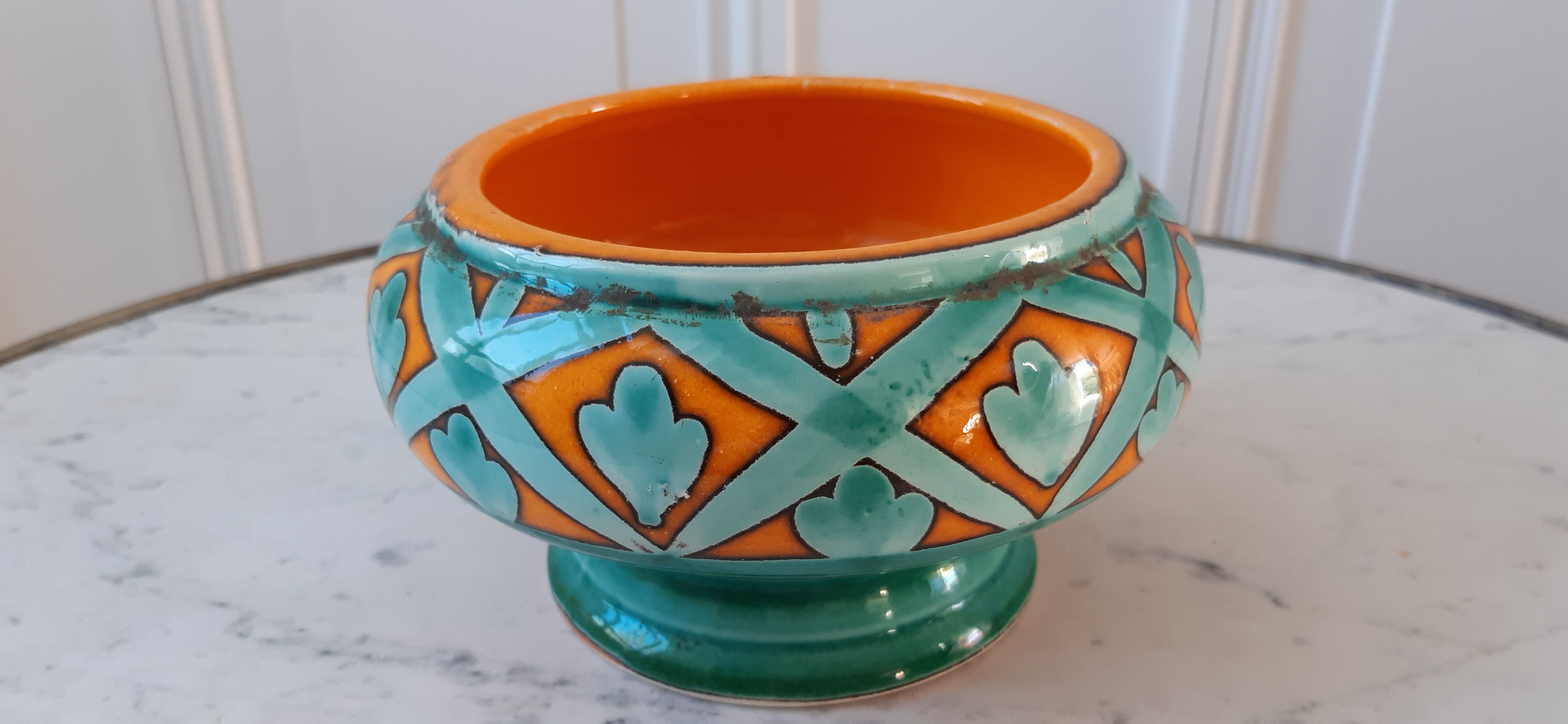 Pocket tray / pot in colored ceramic Saint-Clément signed 60s
