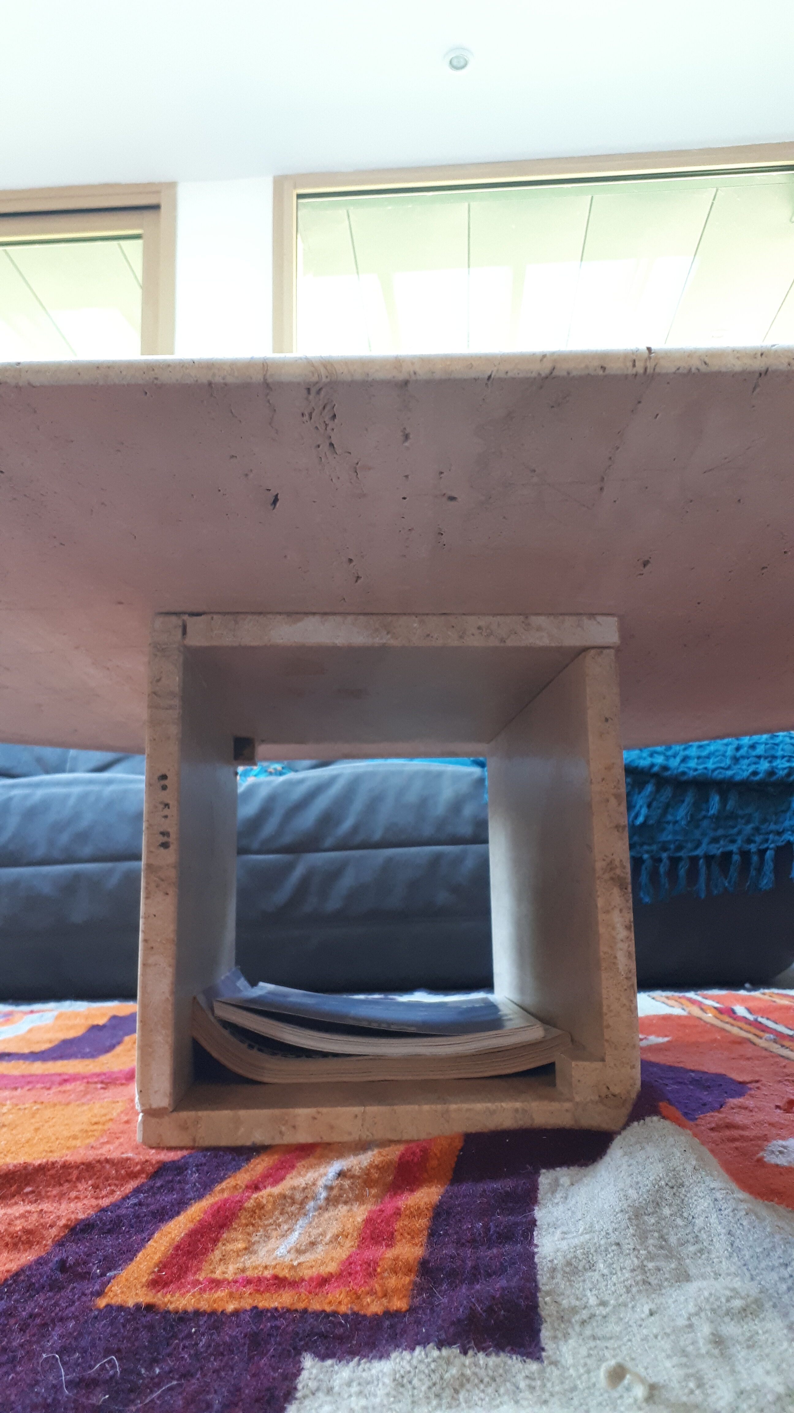 70s travertine coffee table