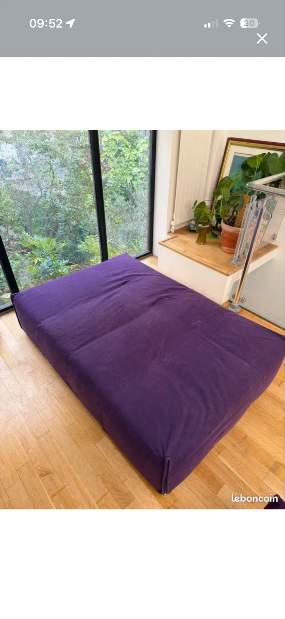 Sofa module/chaise longue (meridienne) in violet, "Tufty-Too" by Patri