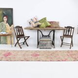 3x13 Rug For Kitchen Pink Beige Herki Vintage Runner Rug, 79x402Cm SK 4146