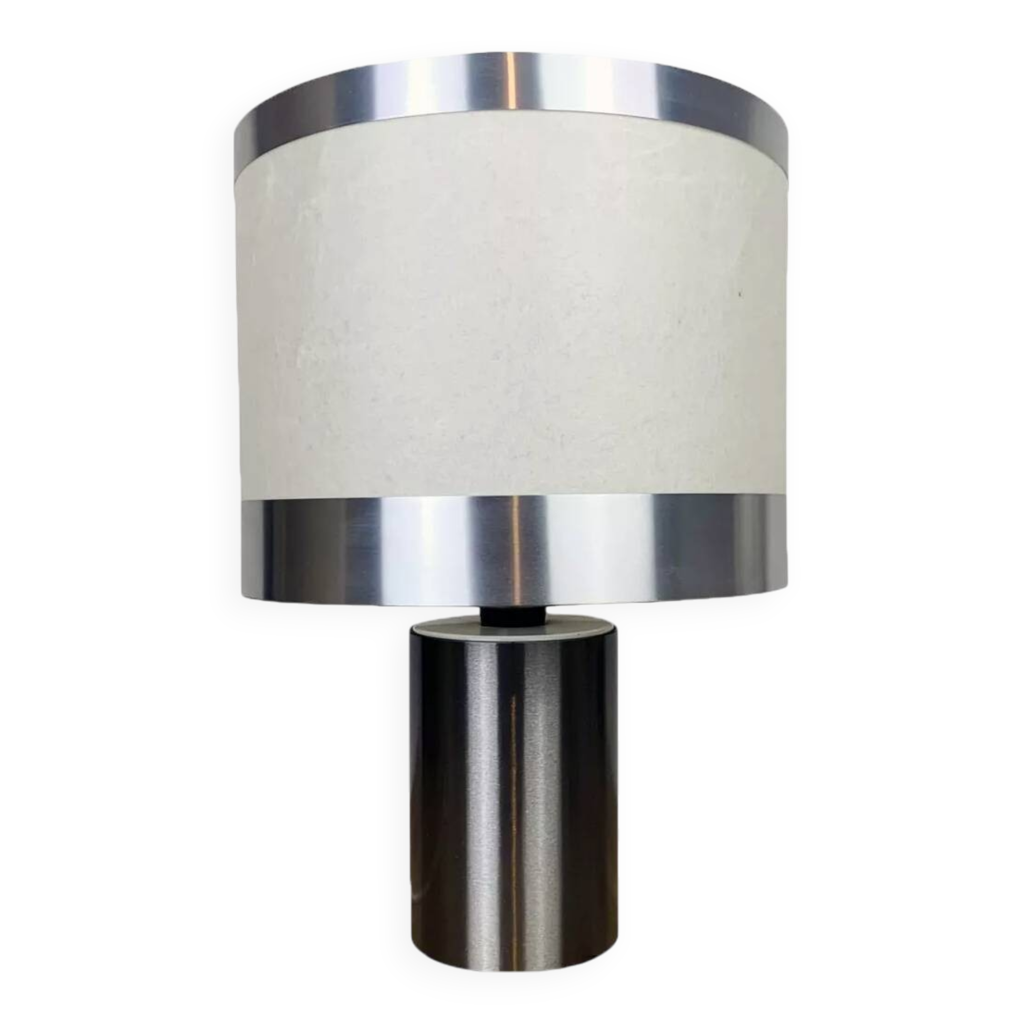 Vintage table lamp • gioffredo reggiani • cylinder • brushed steel • 1970