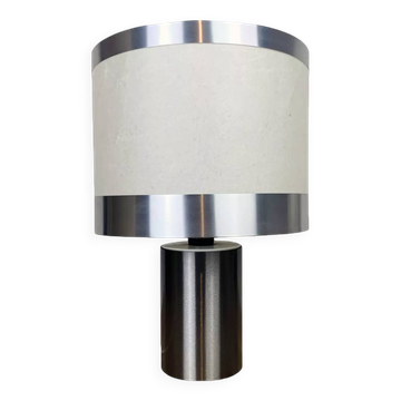 Vintage table lamp • gioffredo reggiani • cylinder • brushed steel • 1970
