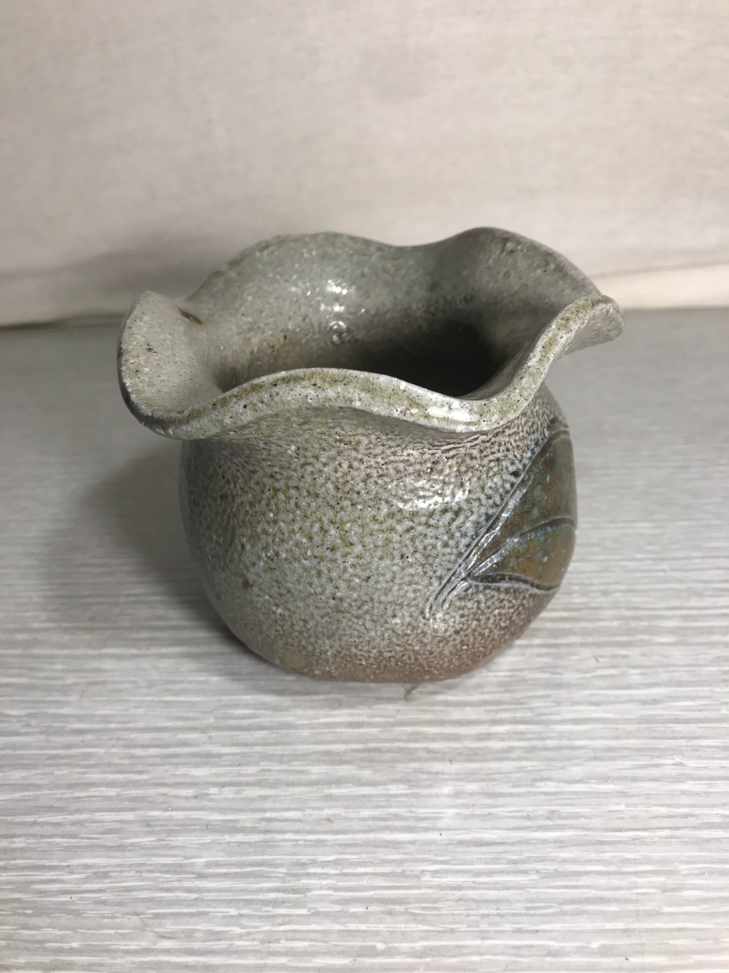 Ancient Vase in Gres Enamelled Drawing Of Flowers Col Corolle Signed Vintage