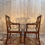 Pair of Art Deco armchairs with caning
