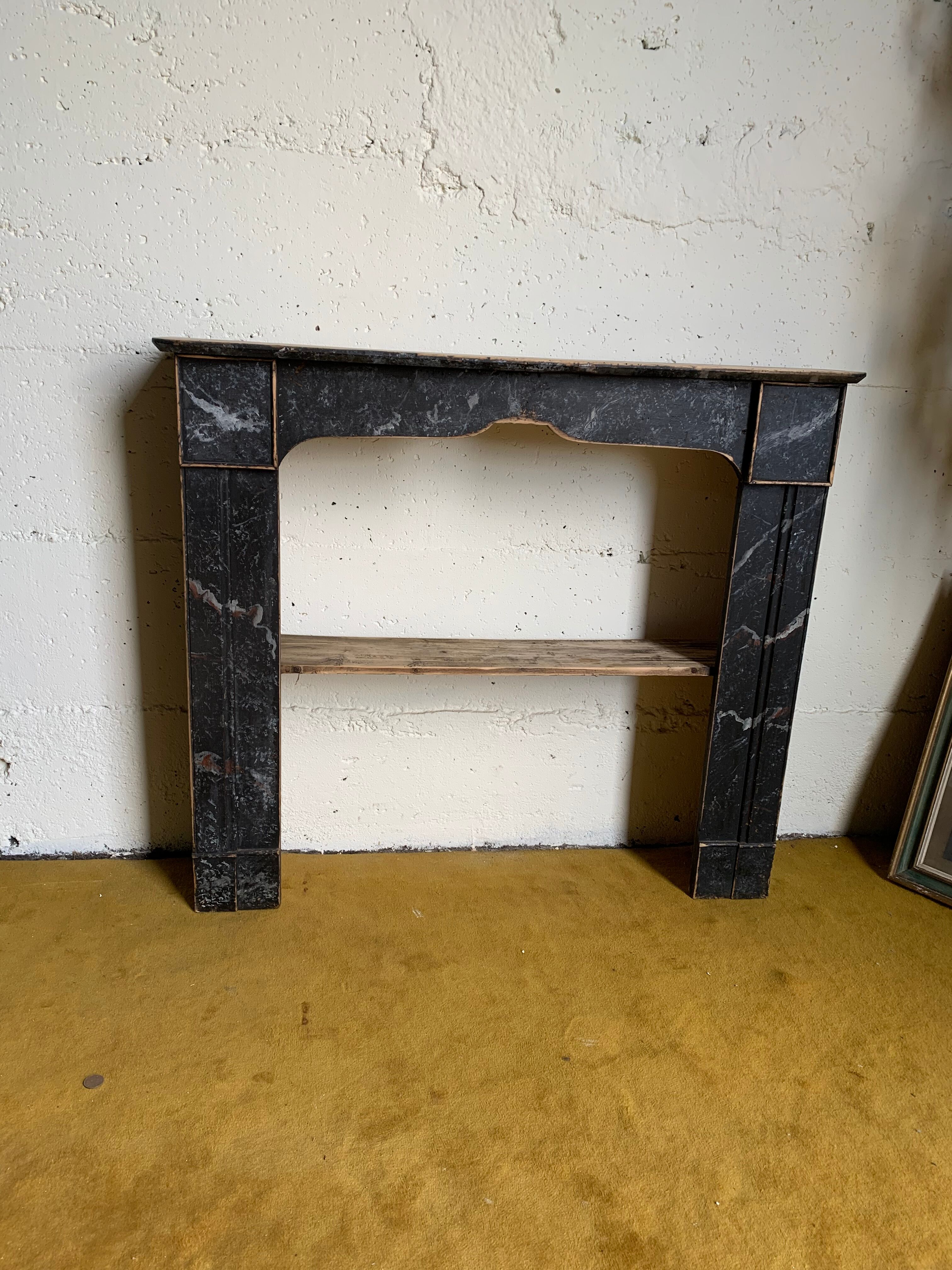 Shelf fireplace mantle.