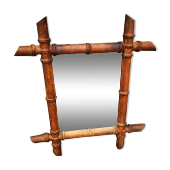 Old mirror "bamboo" vintage 1920/1930 25 x 19.5 cm small model
