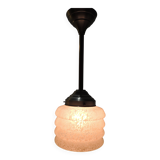 Vintage pendant light in white speckled opaline glass