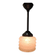 Suspension vintage en verre opalin moucheté blanc