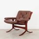 Fauteuil en cuir, design norvégien, années 1970, production : Norvège