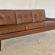 Vintage Danish retro Svend Skipper 3 person sofa in chestnut brown leather