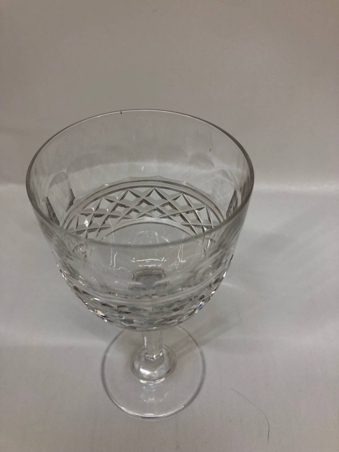 Set of 12 cut crystal stemmed glasses from the Nancy crystal factory, art deco